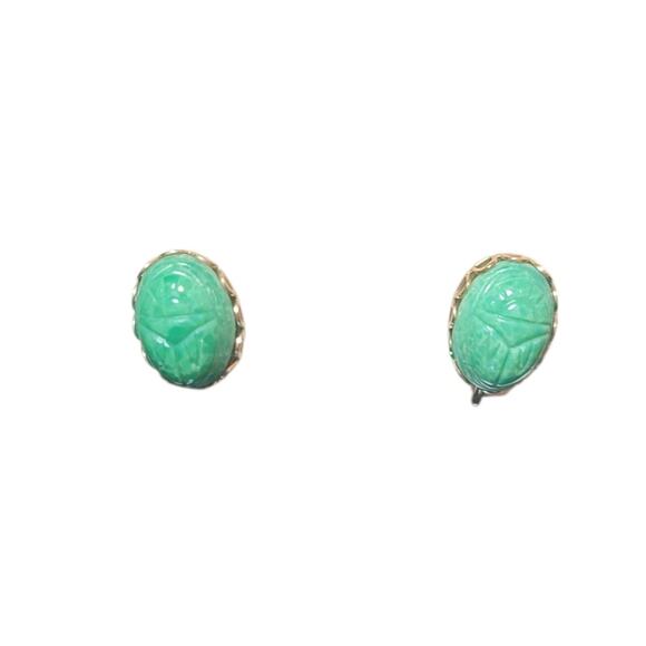 Egyptian Revival Scarab Earrings - Picture 1 of 3